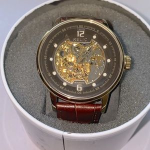 Relic by Fossil Daemon Stainless Steel and Leather Watch